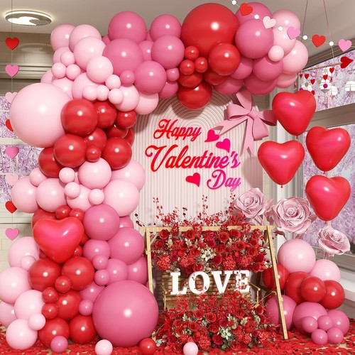 Valentines Day Balloon Arch Kit Pink Red Balloons Garland Red Pink ...