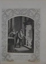 Antique Religious Art Jehoiakim Burns the Roll 1860 Christianity History