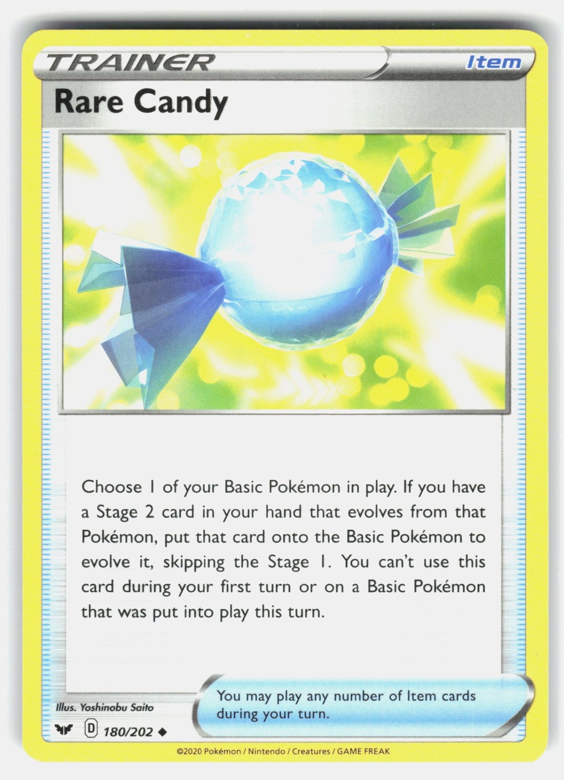 Rare Candy 180/202 Pokemon SWSH01: Sword & Shield Base Set