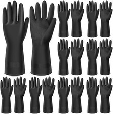 10 Pairs Chemical Resistant Latex Gloves Heavy Duty Rubber Gloves Black Reusa...