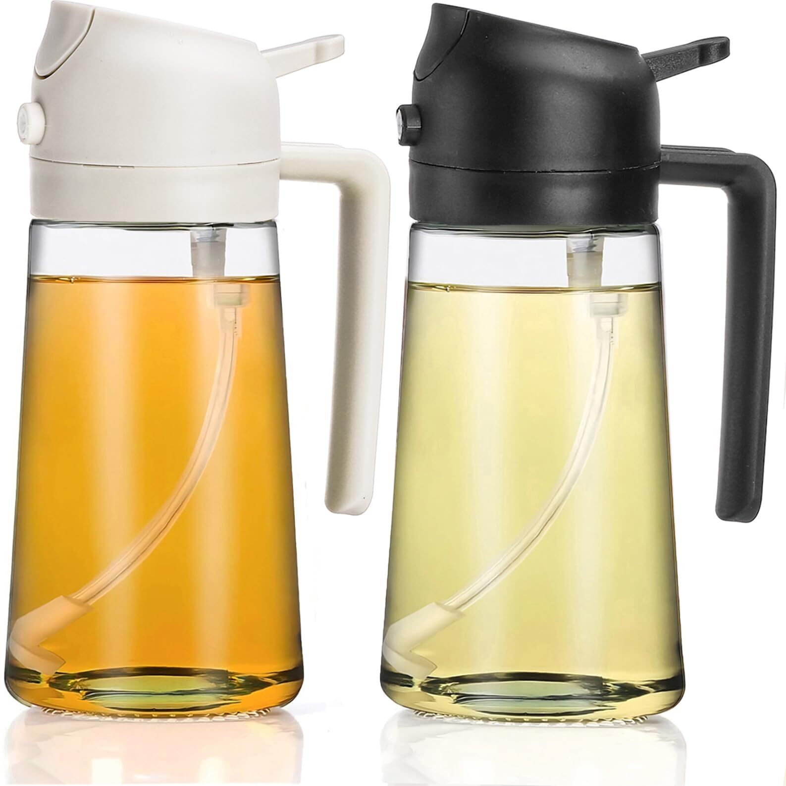 2 Pack Oil Dispenser Bottle, 16 Oz Glass Oil Sprayer 2 in 1 Olive Oil Dispens...