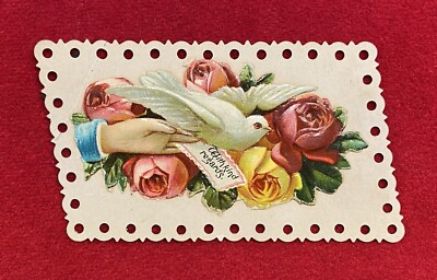 1880c {{''WITH KIND REGARDS''}} BEAUTIFUL-EMBOSSED ''ROSES'' VICTORIAN CALLING CARD!