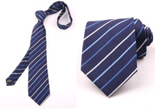 New Classic Striped Blue White JACQUARD WOVEN 100 Silk Men's Necktie Tie