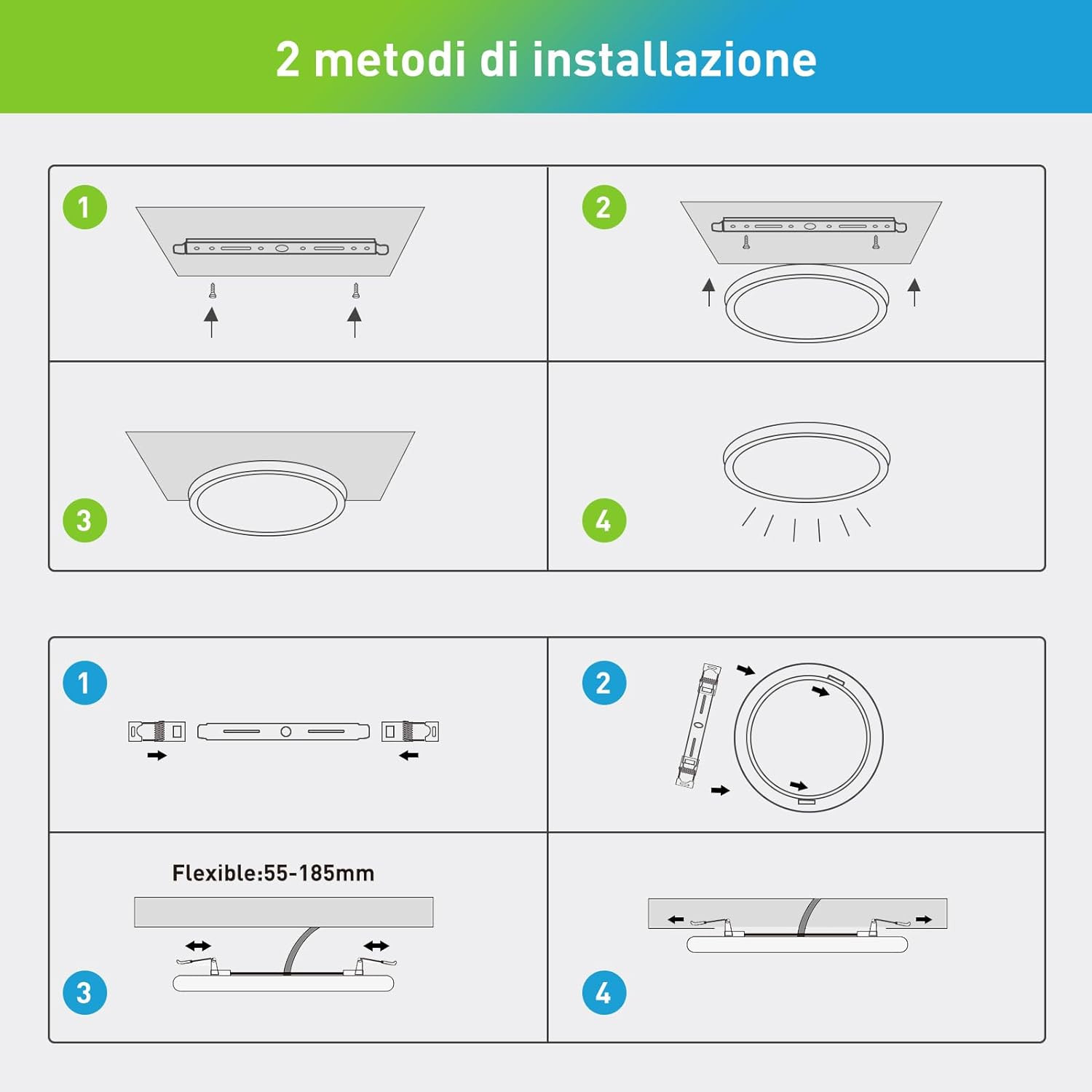 Plafoniera LED 18W con Sensore Movimento 1800LM | Luce Soffitto 3000K-6000K - 4
