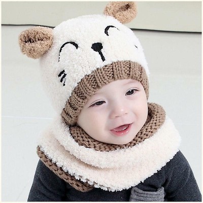 GorRos De Invierno Para NiñOs Bebes Cálido RoPa Gorro Baby 2 Piezas UniSex Niño