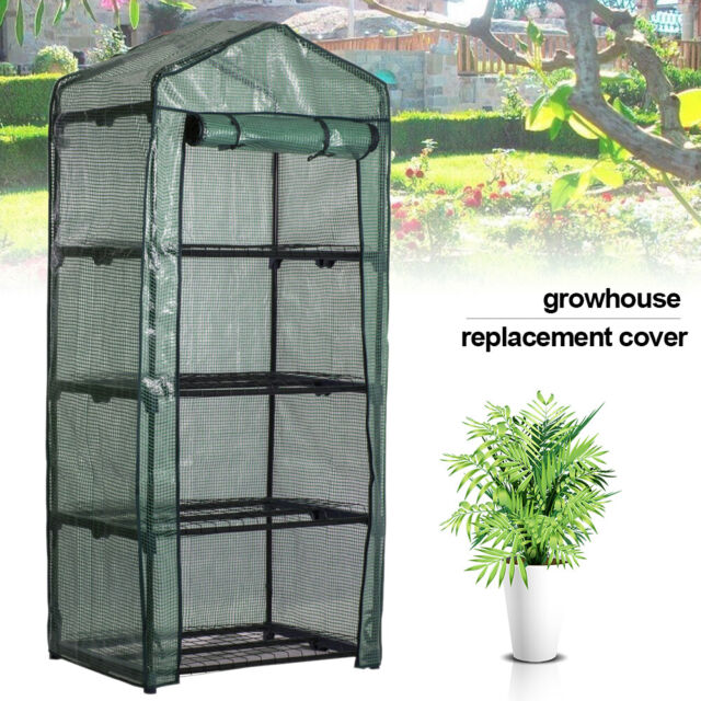 4 Tier Mini Replacement Greenhouse Covers Walk in With Reinforced Cover