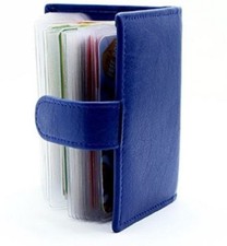 Genuine Leather Credit Card Holder Wallet 20 Plastic Pockets-4 Further Card Slot