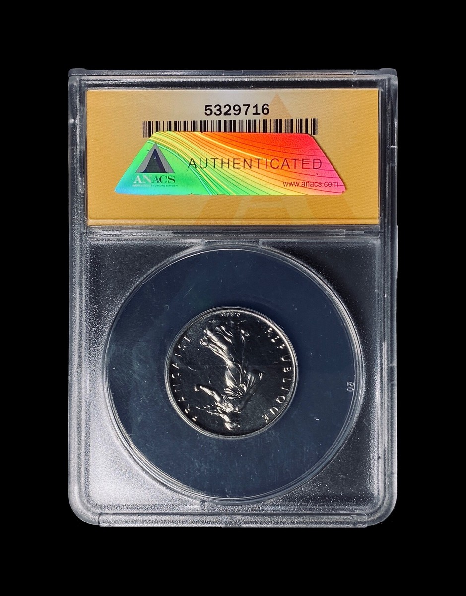FRANCE. 1974, 1 Franc Piéfort - ANACS MS68 - Top Pop 🥇 RARE