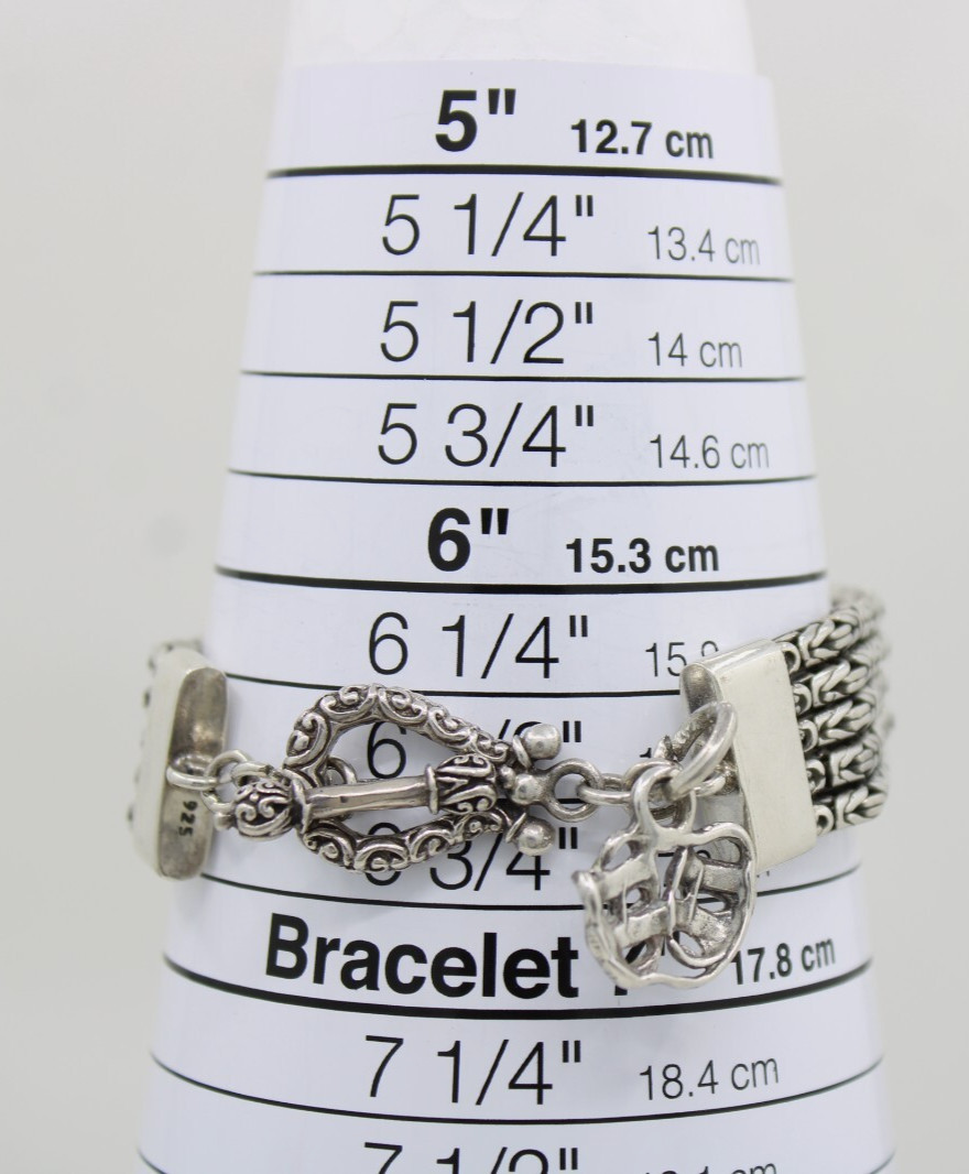 Sterling Silver Five Row Byzantine Toggle Bracele… - image 11