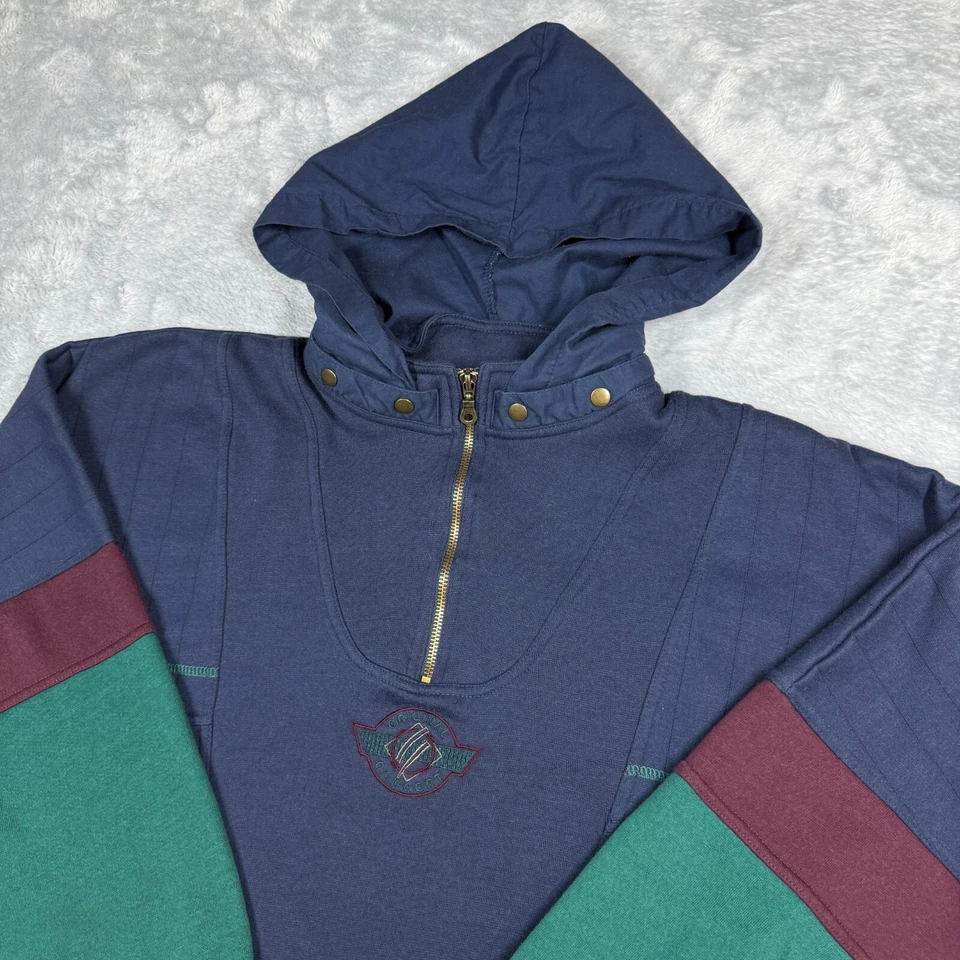 Sudadera Vintage Denim Express XL Azul Colorblock Original Concept Años 90 Foto 4 de 4