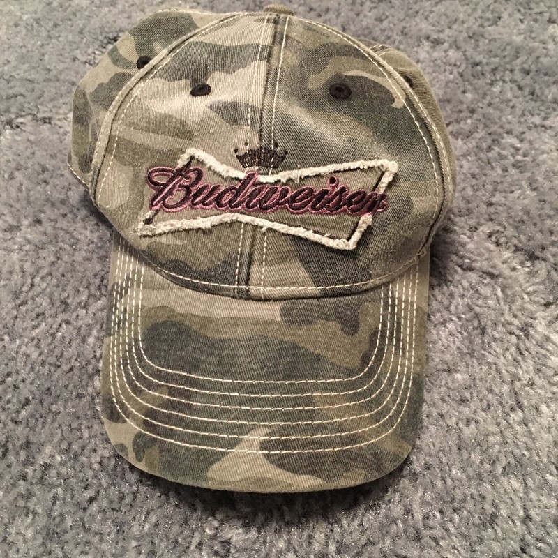 official anheiser busch budweiser hat camo ladies with pink accents