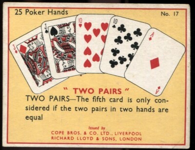 Tabakkarte, Cope, THE GAME OF POKER, 1936, zwei Paar, #17