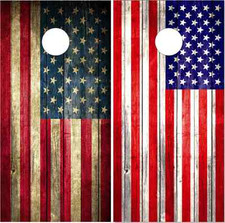 American Flag Flat wood Cornhole Wrap Bag Toss Skin Decal Sticker Wraps