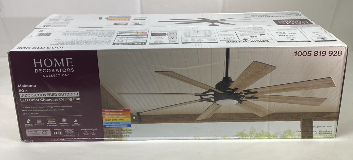 Home Decorators Makenna DC 60 in. Color Changing LED Matte Black