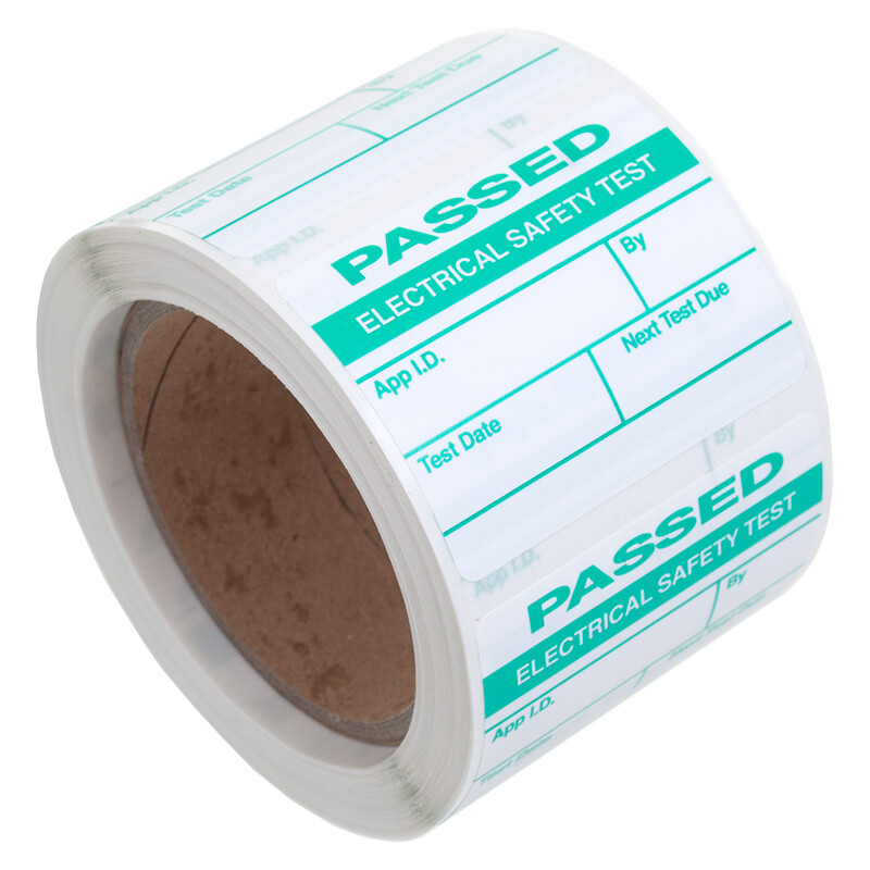 Pack of 250 Green/White PAT Testing Labels - PASSED