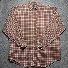 Daniel Cremieux Men Shirt L/G Red Plaid Long Sleeves Classic Fit Button Down