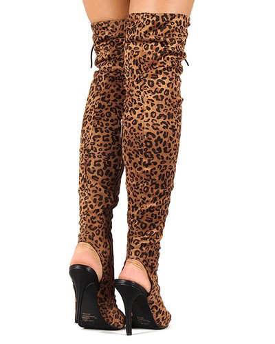 Breckelles Randi-23 Leopard Schnürung Oberschenkel hoher Stiefel - Bild 2 von 3