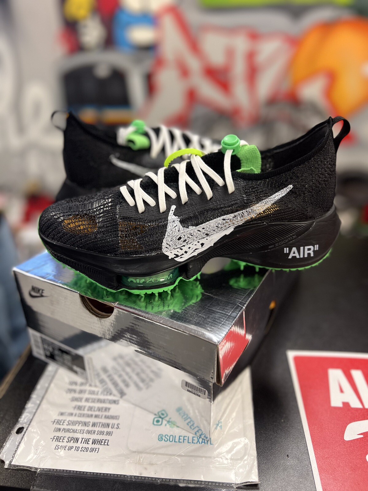 OFF WHITE X NIKE Nike x Off White Air Zoom Tempo Next% Black Scream Green (CV0697 001) taglia 10 5
