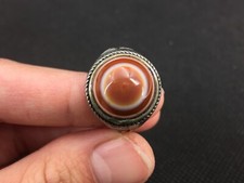 Unique Tibetan Natural Old Agate Sky Eyed Lucky Ring 222