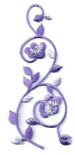Lavender - Flower - Abstract - Design - Embroidered Iron On Applique Patch - L
