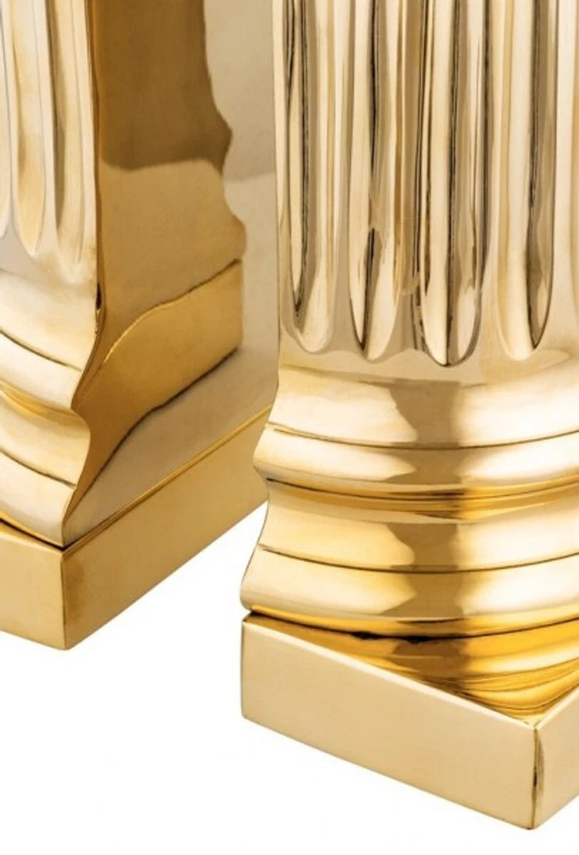 Casa Padrino Luxus Bücherstützen Set Säule Gold Messing poliert Bücherstütze  - Bild 3 von 3