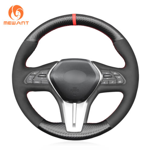 Hand Sewing Suede Matte Carbon Steering Wheel Cover for Infiniti Q50 Q60 QX50 - Photo 1 sur 12