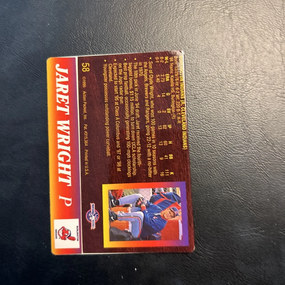 B10 1995 Action Packed #58 Jaret, WRight Burlington, Indians, Cleveland - Image 2 of 2