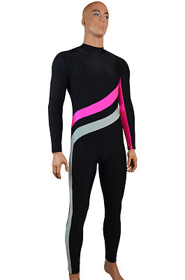 Men's vaulting suit full suit ''Emmi'' three-tone black-pink-silver stretch
