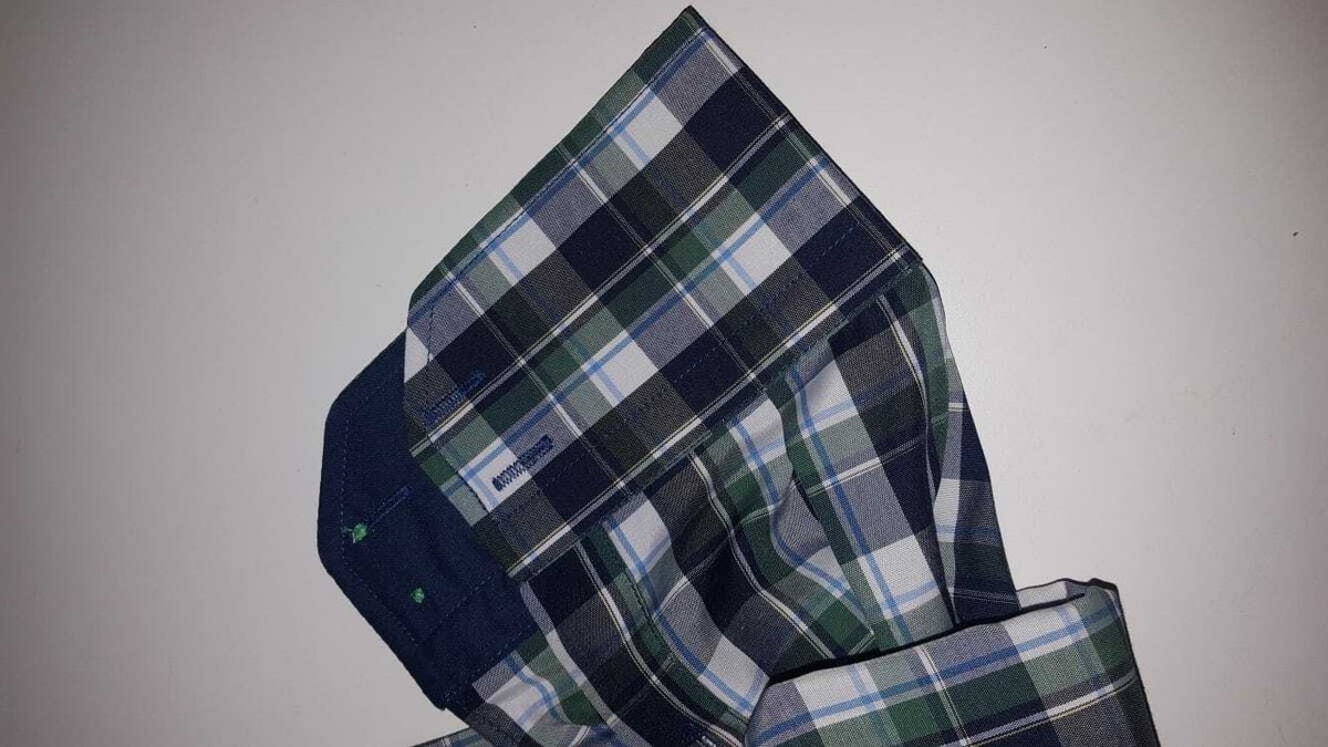 Chemise Homme 7 Camicie à Carreaux Vert, Bleu Et Blanc - Taille 2XL, Col 18", Neuve Avec étiquettes