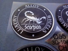 4x Scorpion Embleme für Nabenkappen Felgendeckel 55mm Silikon Aufkleber 3D1045CH