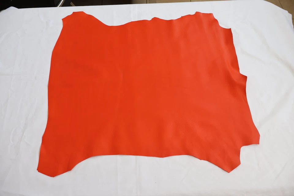 Cuero genuino de oveja, piel de cordero napa cuero col. naranja grueso. 1,0 mm (2,5 oz) Foto 2 de 4