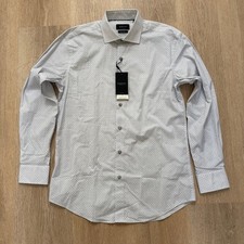 Bugatchi Men s 16-34/35 Long Sleeve Button Down Shirt Platinum NWT 179