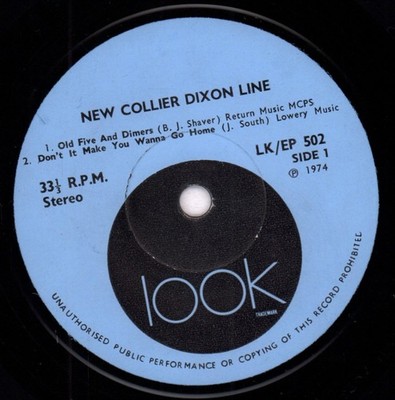 Neuer Collier Dixon Line Selbstbetitelte 7'' Vinyl UK Look 1974 EP LKEP502