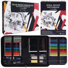 77 Pack Drawing, Sketching Art Set, Sketch Pads, Pencils, Erasers, Brush