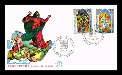 Dr Jim Stamps Vatican Feast of the Assumption 1977 2v Set Filagrano FDC