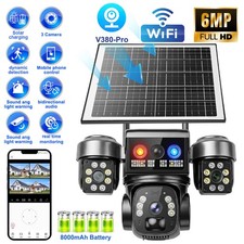 4K 6MP PTZ Solar WLAN Überwachungskamera Außen 3-Objektiv Aussen Akku Kamera