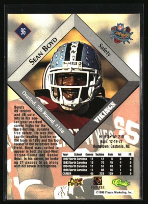 1996 Classic NFL Rookies #96 Sean Boyd | eBay