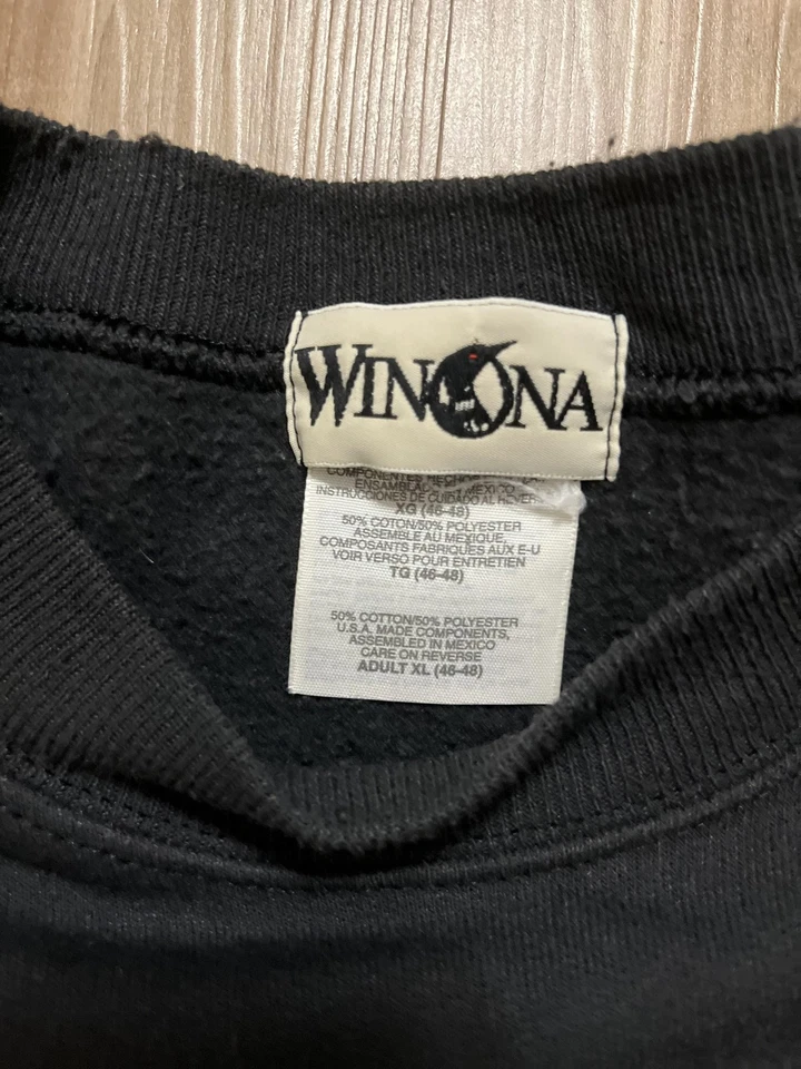 Winona 卫衣 2XL 黑色刺绣红衣主教鸟冬季圆领雪 — 第 3/4 张图片