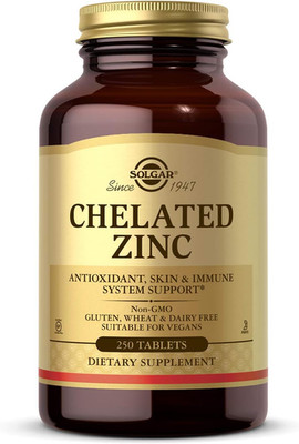 Solgar Chelated Zinc, 250 Tablets - Zinc for Healthy Skin - Supports Cell Growth