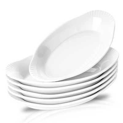 NJCharms Oval Au Gratin Baking Dishes for Oven Safe and Microwave White