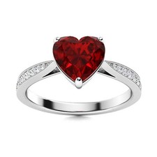 Garnet Stone New Solitaire with Accents Crown Chakra Ring Sterling Silver