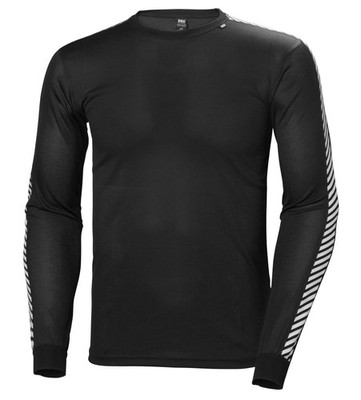 HH Helly Hansen LIFA  Stripe Long-sleeve Crew Base Layer Shirt 48800 schwarz Her
