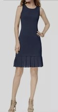 🌼B2G1🌼 Michael Kors Jersey Knit Navy Sleeveless Dress Pleated Hem Size L