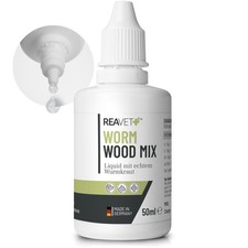 REAVET Wurm-Kraut Liquid 50ml für Hunde, Katzen, Haustiere mit echtem Wurmkraut