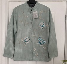 Indigo Moon Light Blue Sequin/Bead Embellished Jacket Size 10-12 BNWT