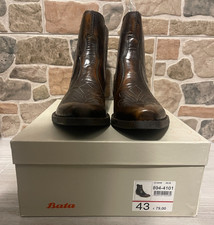 STIVALI DA UOMO IN PELLE MARRONI BATA n° 43 NUOVI ORIGINALI CON SCATOLA