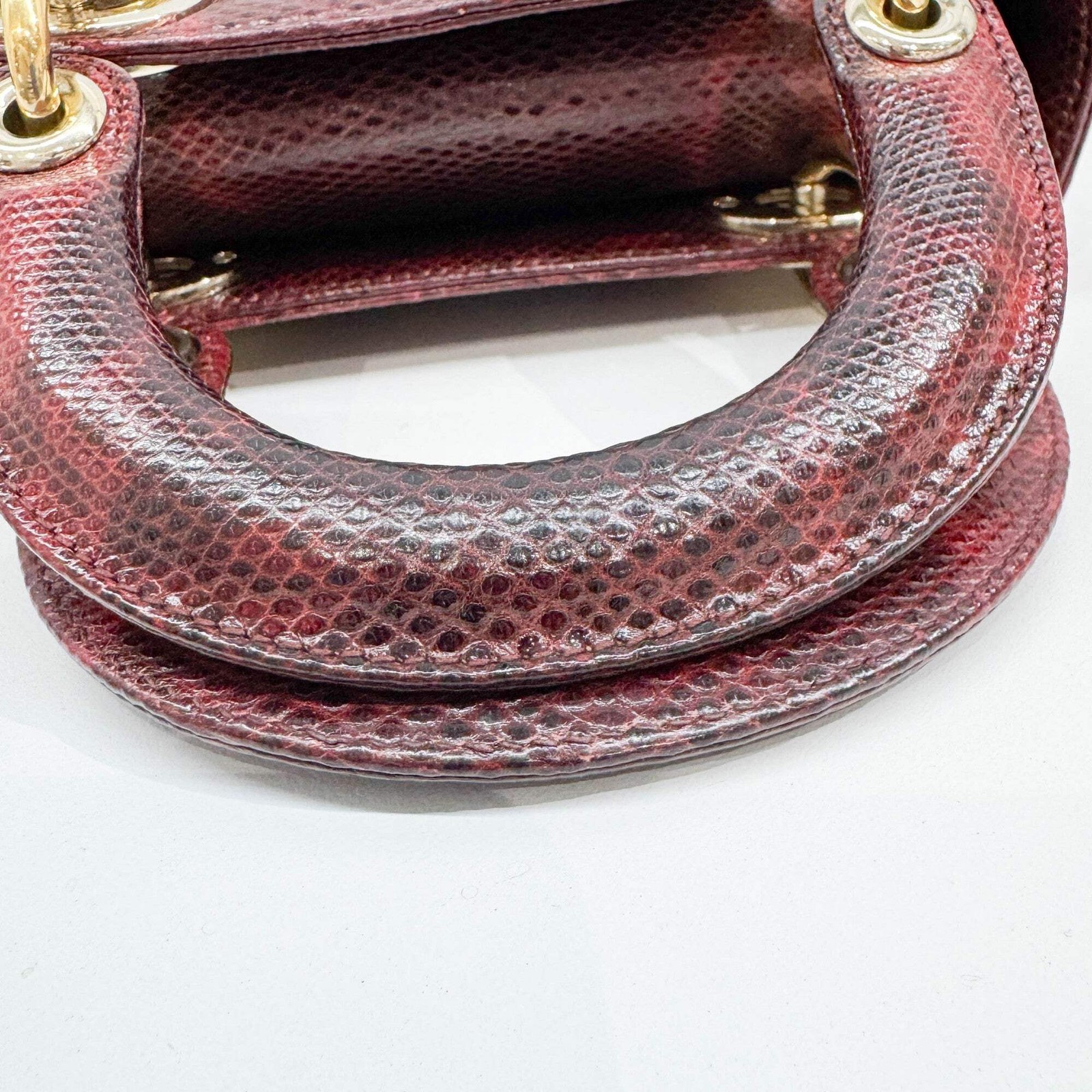 DIOR Mini Lady Dior Red Lizard Embossed Leather Two Way Bag — image 8