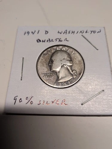 1941-D Washington Silver Quarter 90% Silver Circulated Fine/VF Free Shipping