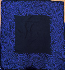 Tiffany Co Vintage Silk Scarf 33x33 Italy 1986 Black Blue Paisley Dot