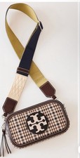 Tory Burch Mini Miller Plaid Crossbody Bag 152239 Brown Original Package